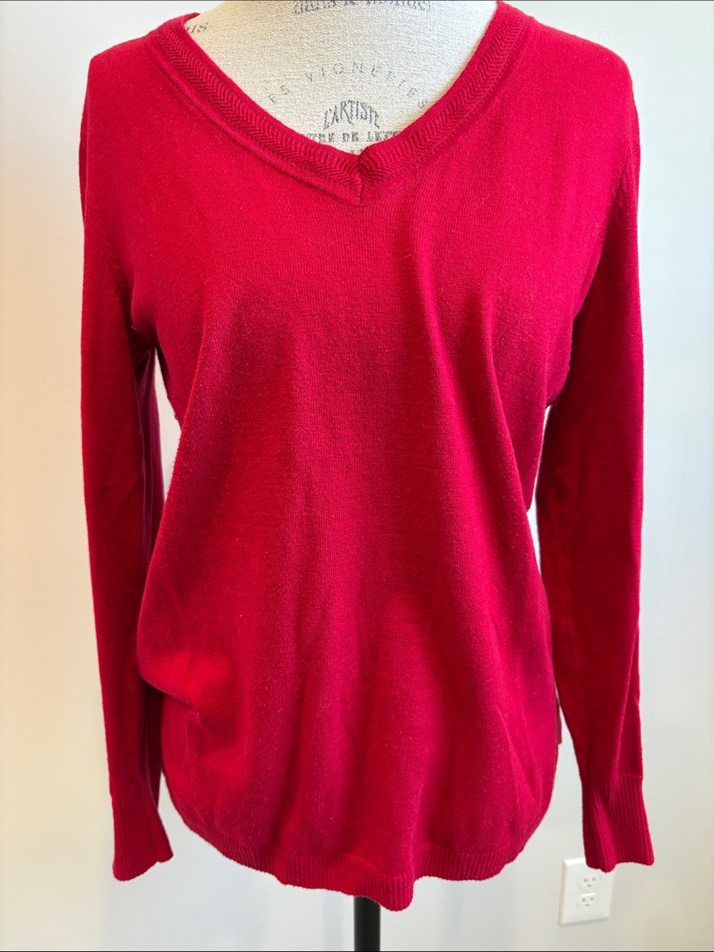 Talbots Bright Red V-Neck Sweater